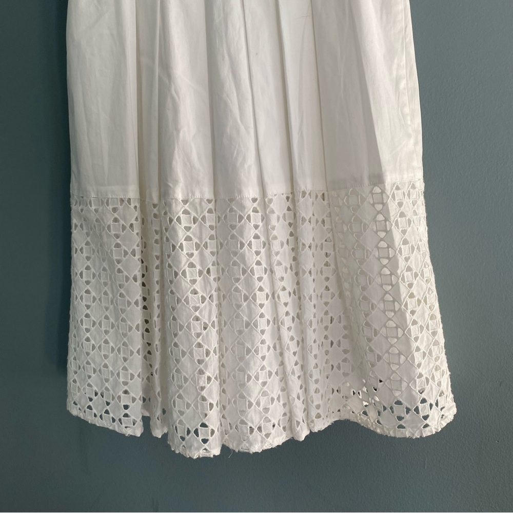 Ann Taylor White Eyelet Shirt Dress Sleeveless Button Down Sz 0 - Picture 9 of 11